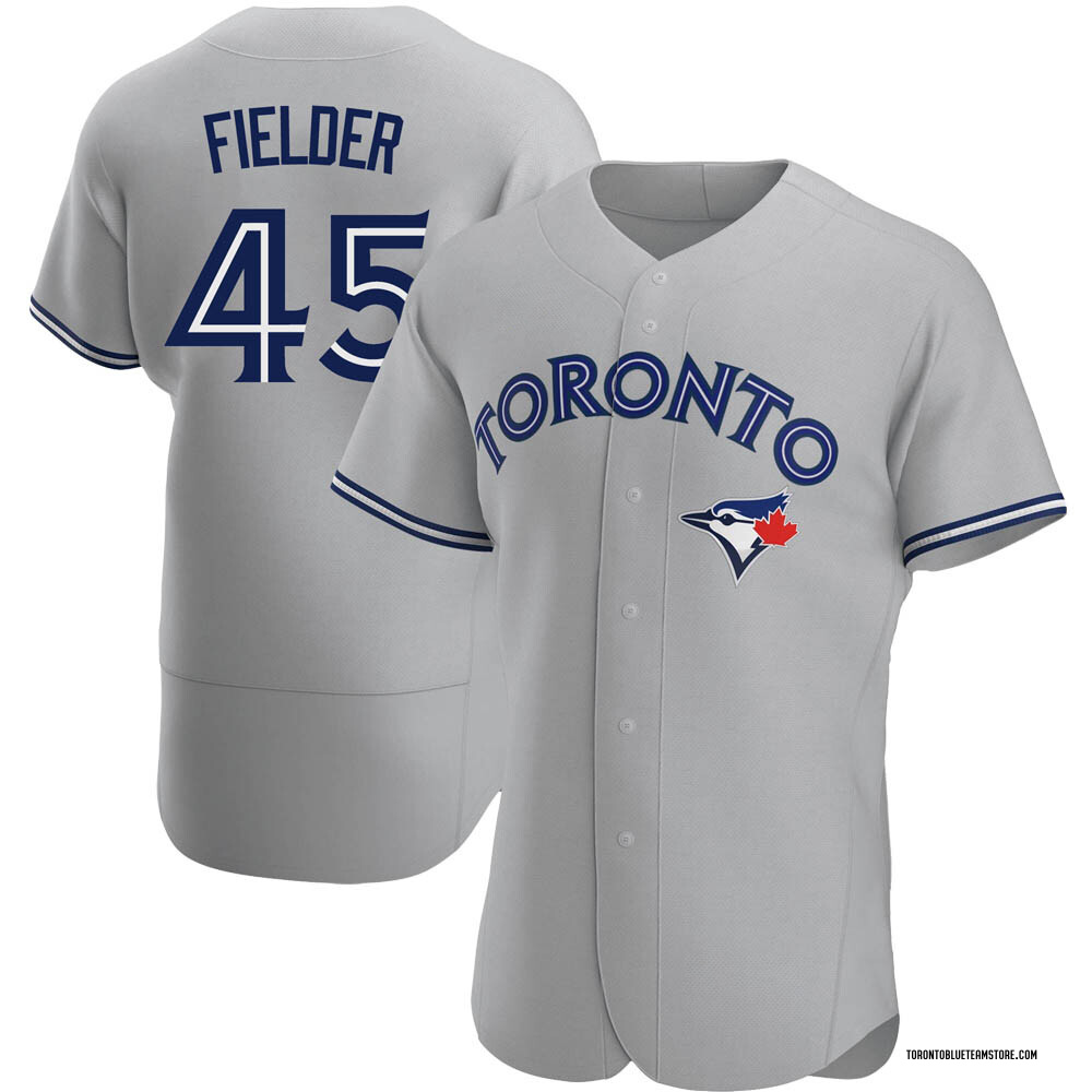 Authentic Cecil Fielder Men's Toronto Blue Jays Road Jersey - Gray