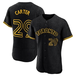 Authentic Joe Carter Men's Toronto Blue Jays Snake Skin City Jersey - Black