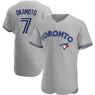 Authentic Kazuma Okamoto Men's Toronto Blue Jays Road Jersey - Gray