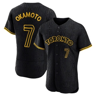 Authentic Kazuma Okamoto Men's Toronto Blue Jays Snake Skin City Jersey - Black