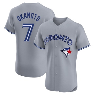 Elite Kazuma Okamoto Men's Toronto Blue Jays Road Jersey - Gray