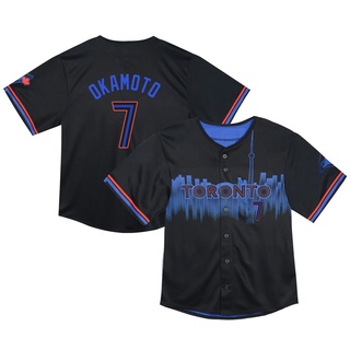 Limited Kazuma Okamoto Toddler Toronto Blue Jays 2024 City Connect Jersey - Black