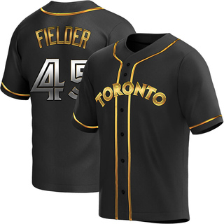 Replica Cecil Fielder Men's Toronto Blue Jays Alternate Jersey - Black Golden