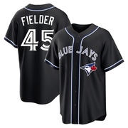 Replica Cecil Fielder Men's Toronto Blue Jays Fashion Out Jersey - Black