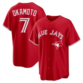 Replica Kazuma Okamoto Men's Toronto Blue Jays Canada Day Jersey - Red