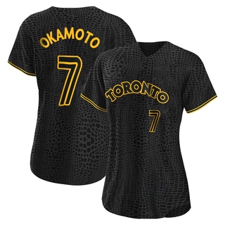 Replica Kazuma Okamoto Women's Toronto Blue Jays Snake Skin City Jersey - Black
