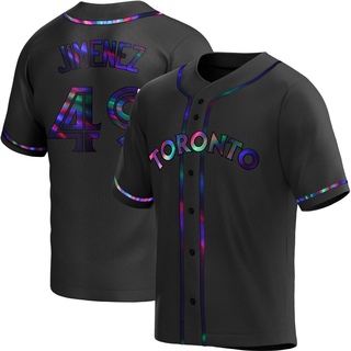 Replica Leo Jimenez Men's Toronto Blue Jays Alternate Jersey - Black Holographic