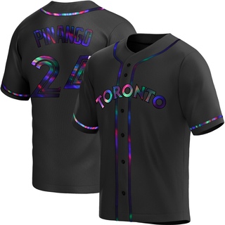 Replica Yohendrick Pinango Men's Toronto Blue Jays Alternate Jersey - Black Holographic